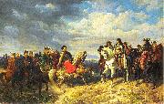 Artur Grottger King Jan III Sobieski meets emperor Leopold I near Schwechat Spain oil painting artist